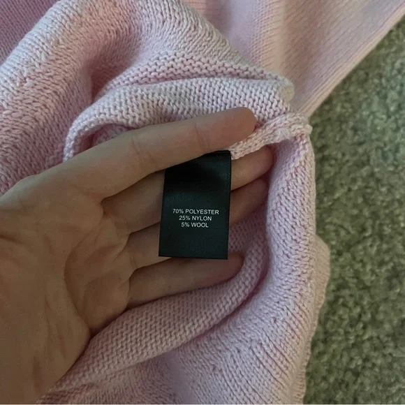 TAHARI Women’s Baby Pink Wool Blend Knit Tunic Sweater Size M Boho Oversized NWT - Picture 7 of 10